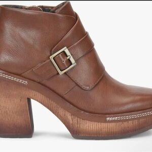 Kork-Ease Tan Leather Heeled Boots, Stacey Block Heel Platform Bootie (Women)